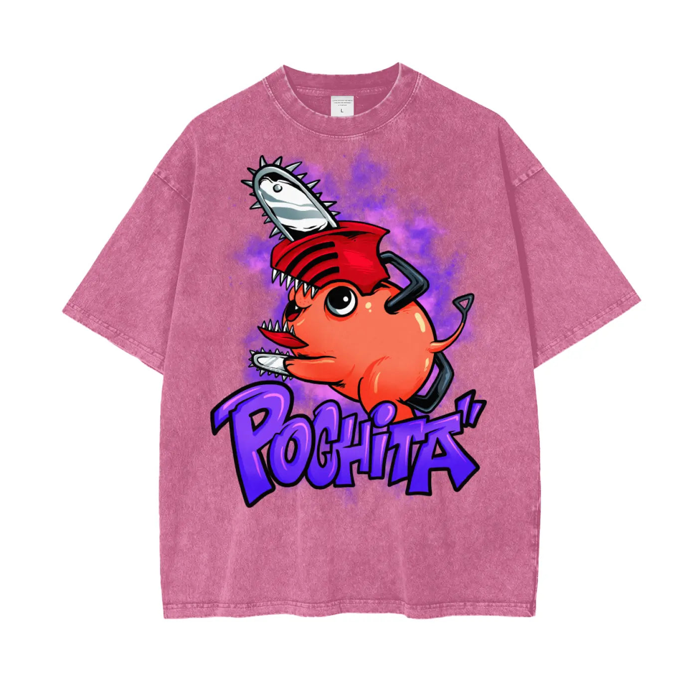 Pochita Chainsaw Man Oversize Snow Washed T-Shirt ODMPOD
