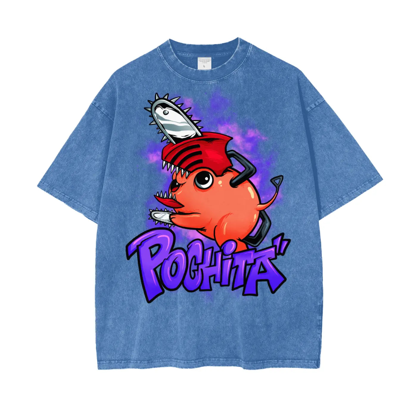 Pochita Chainsaw Man Oversize Snow Washed T-Shirt ODMPOD
