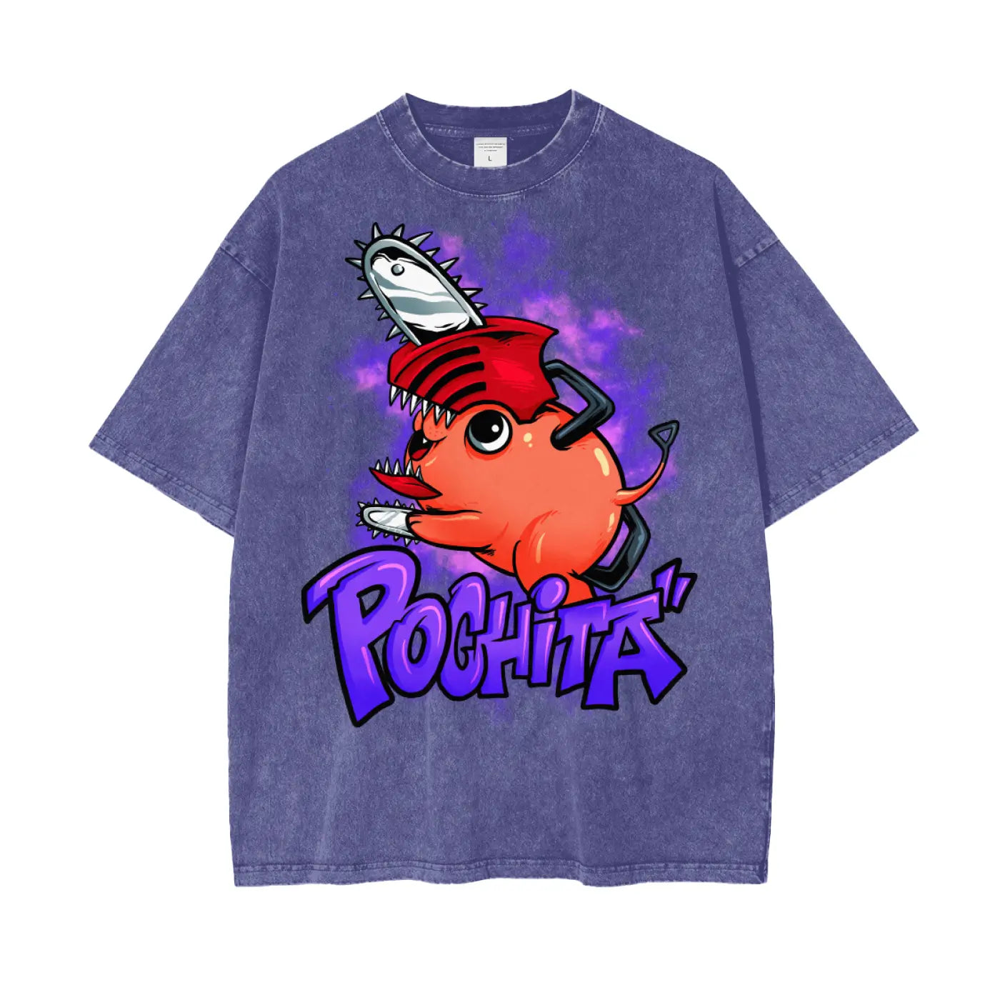 Pochita Chainsaw Man Oversize Snow Washed T-Shirt ODMPOD