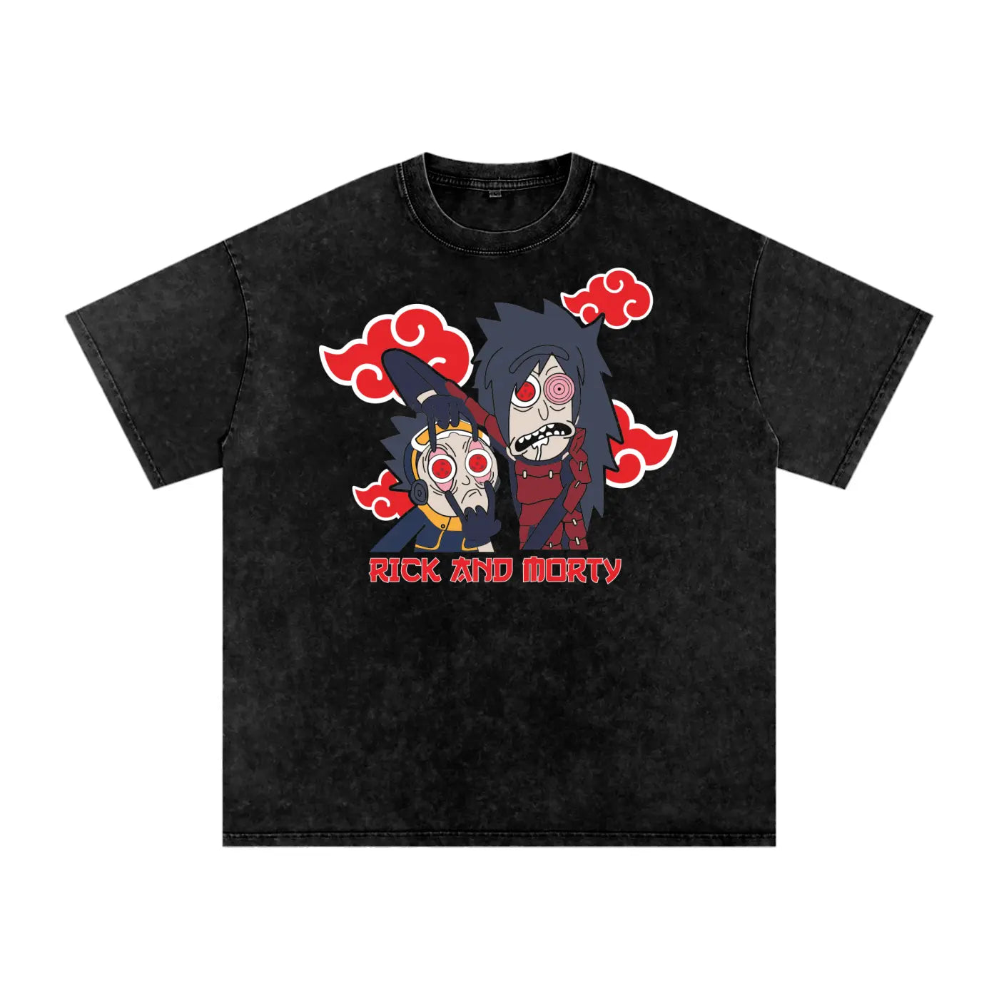 Rick and Morty x Naruto Acid Wash Oversize T-Shirt ODMPOD