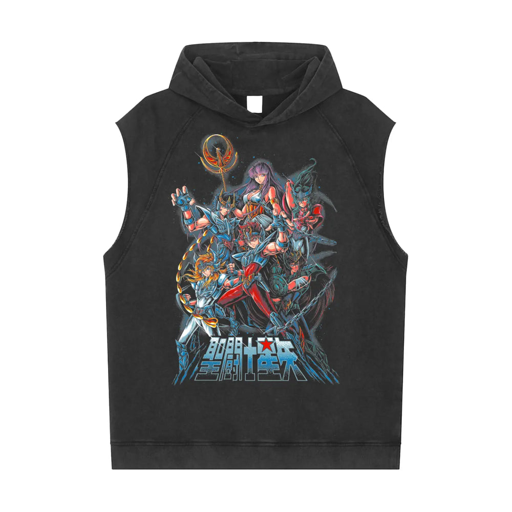 Saint Seiya Snow Washed Sleeveless Hoodie ODMPOD