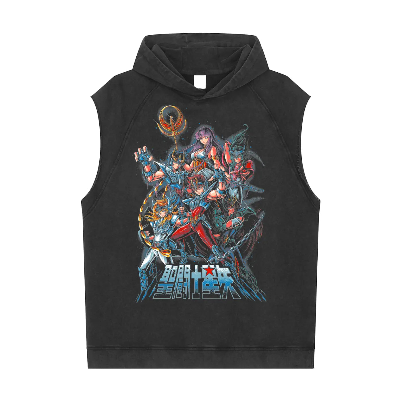 Saint Seiya Snow Washed Sleeveless Hoodie ODMPOD