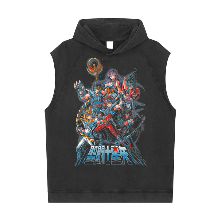 Saint Seiya Snow Washed Sleeveless Hoodie ODMPOD