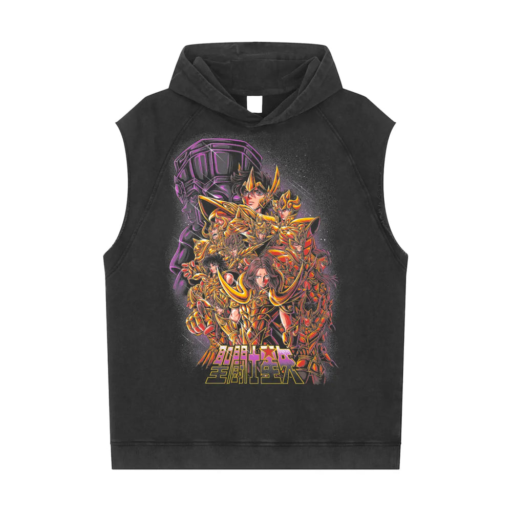 Saint Seiya Snow Washed Sleeveless Hoodie ODMPOD