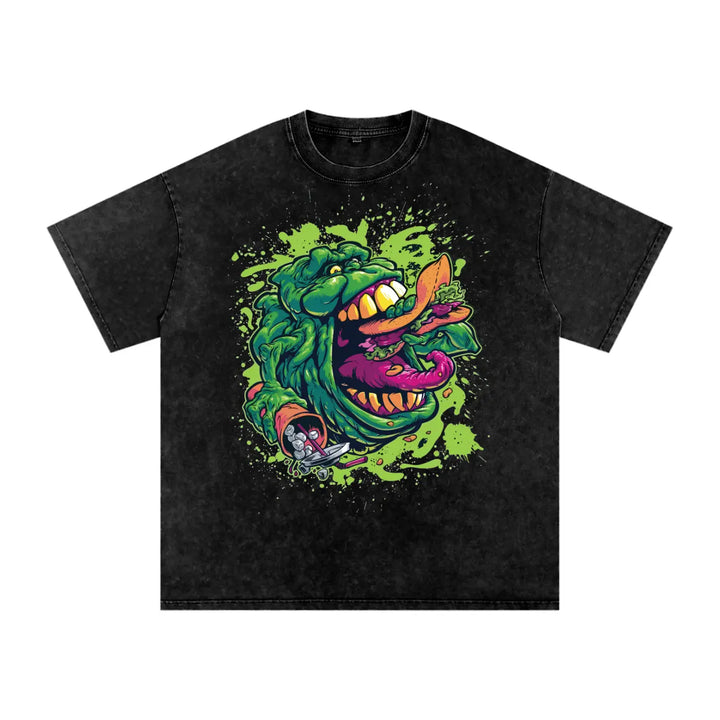 Slimer GhostBusters Acid Wash Oversize T-Shirt - 250 GSM ODMPOD