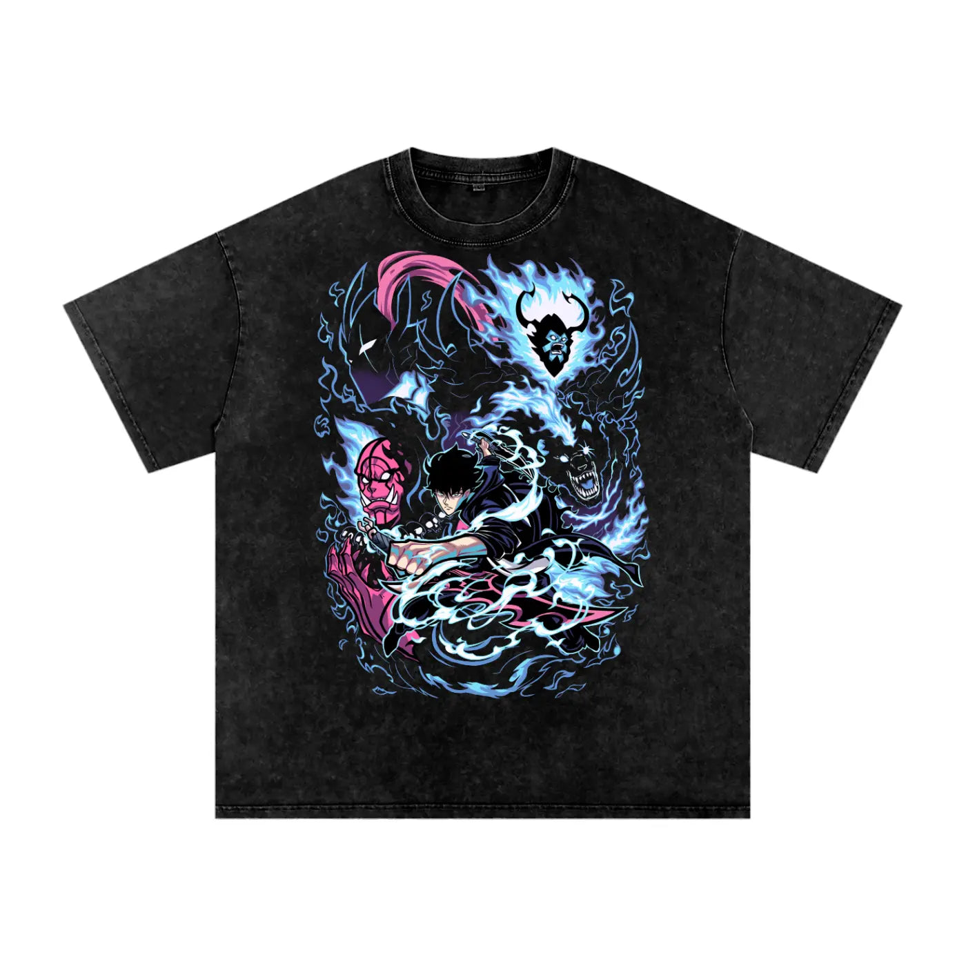 Solo Leveling Jin Woo Acid Wash Oversize T-Shirt ODMPOD