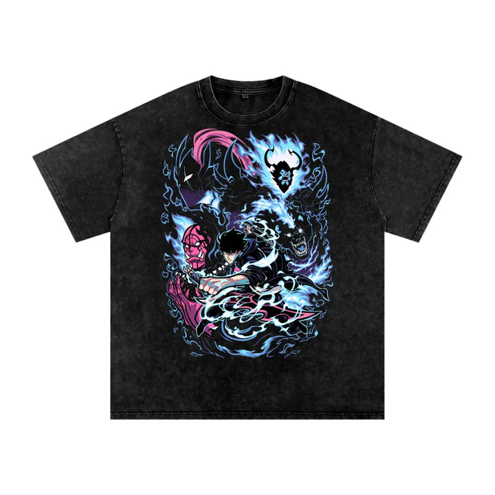 Solo Leveling Jin Woo Acid Wash Oversize T-Shirt ODMPOD