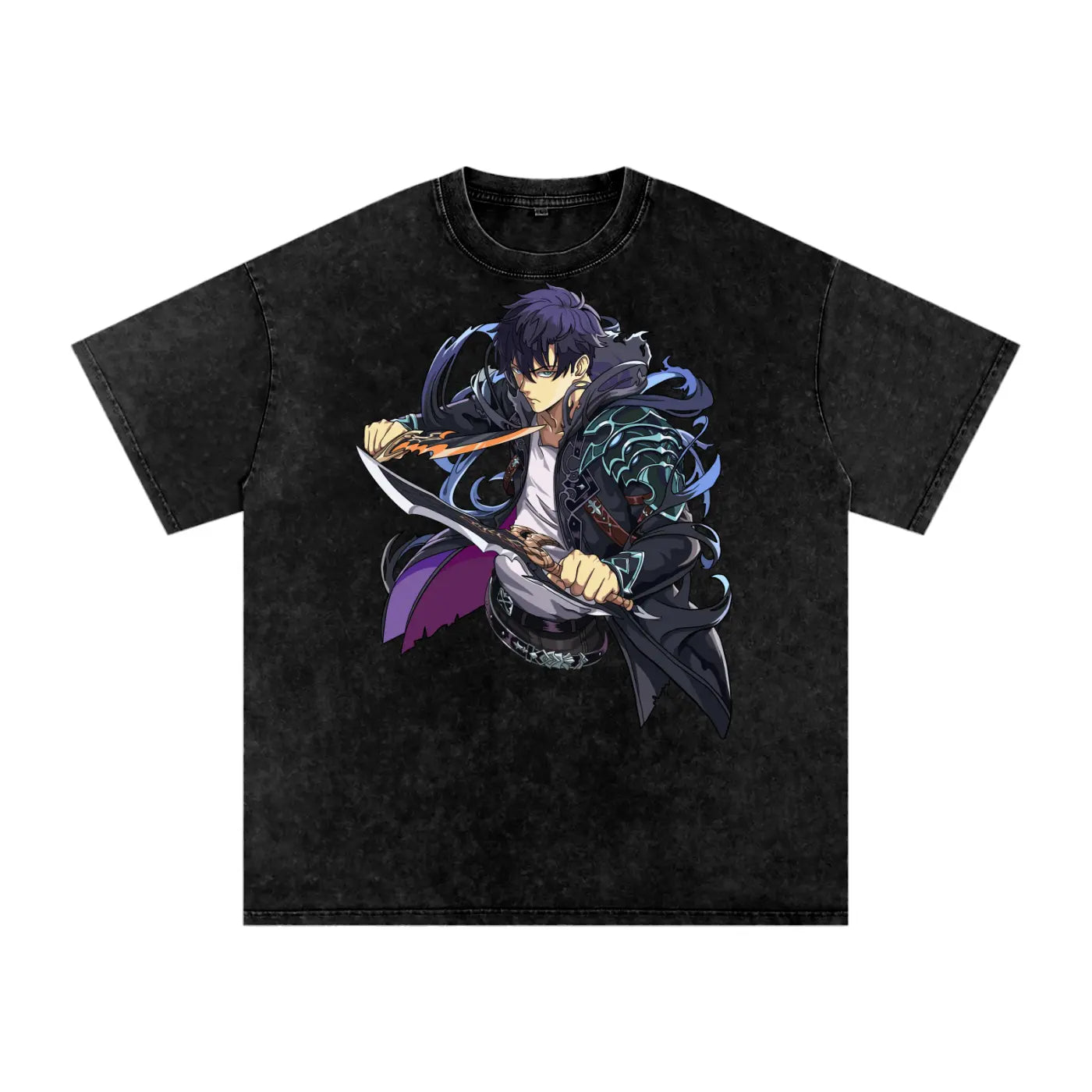 Solo Leveling Jin Woo Acid Wash Oversize T-Shirt ODMPOD