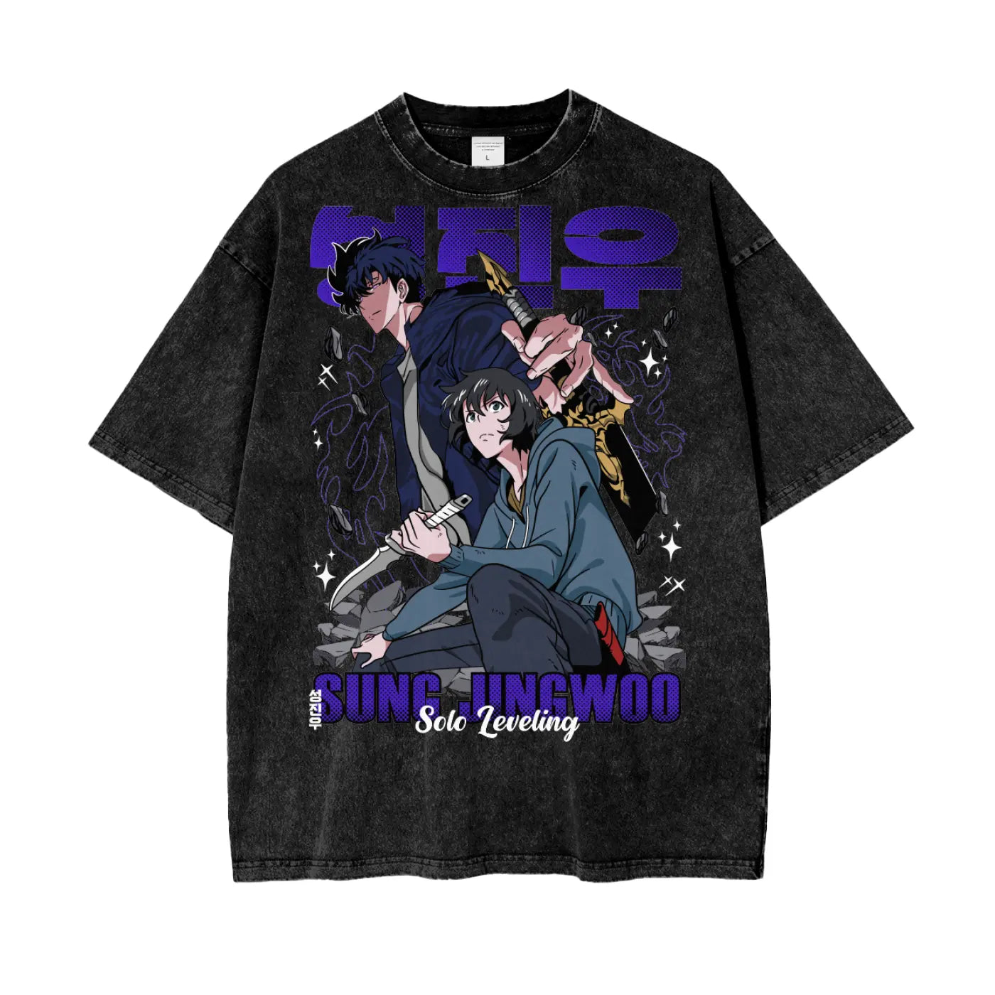 Solo Leveling Oversize Snow Washed T-Shirt ODMPOD