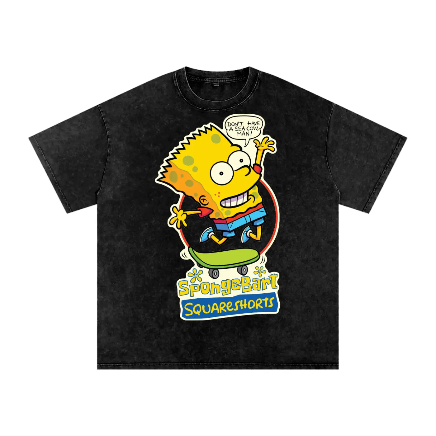 Spongebob Bart Acid Wash Oversize T-Shirt - 250 GSM ODMPOD