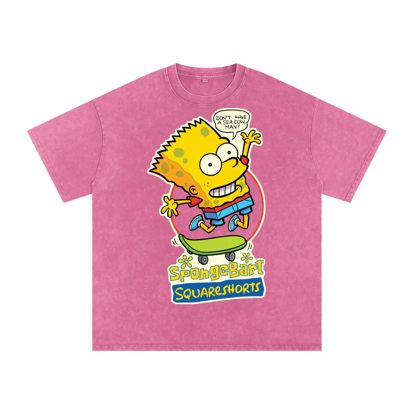 Spongebob Bart Acid Wash Oversize T-Shirt - 250 GSM ODMPOD