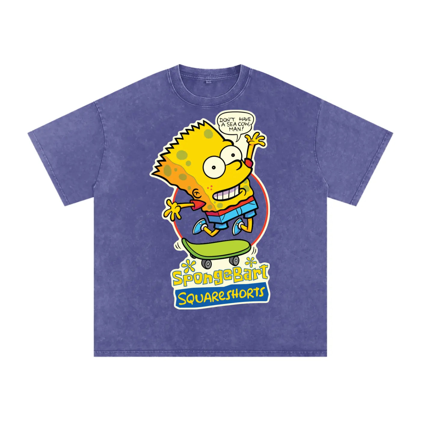 Spongebob Bart Acid Wash Oversize T-Shirt - 250 GSM ODMPOD