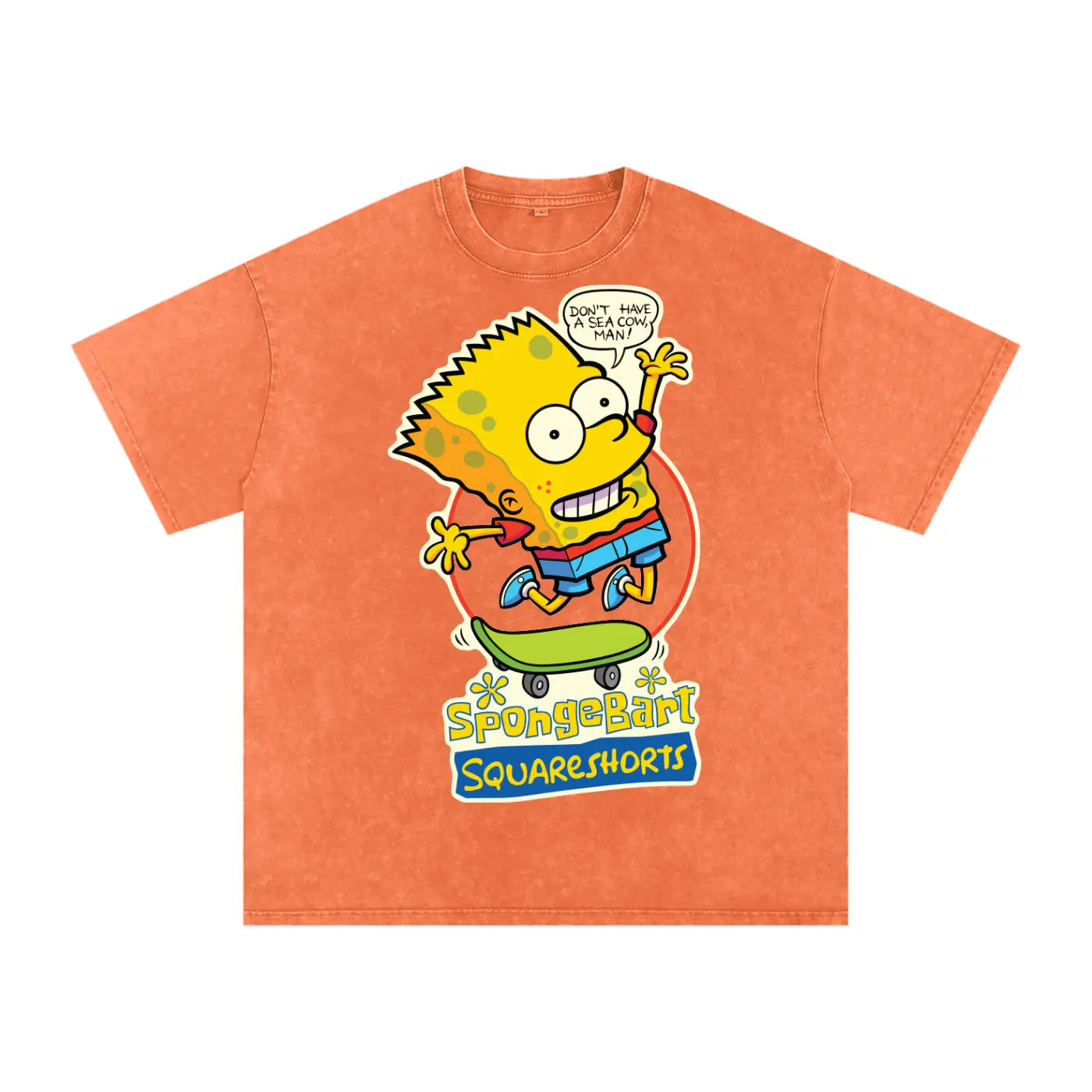Spongebob Bart Acid Wash Oversize T-Shirt - 250 GSM ODMPOD