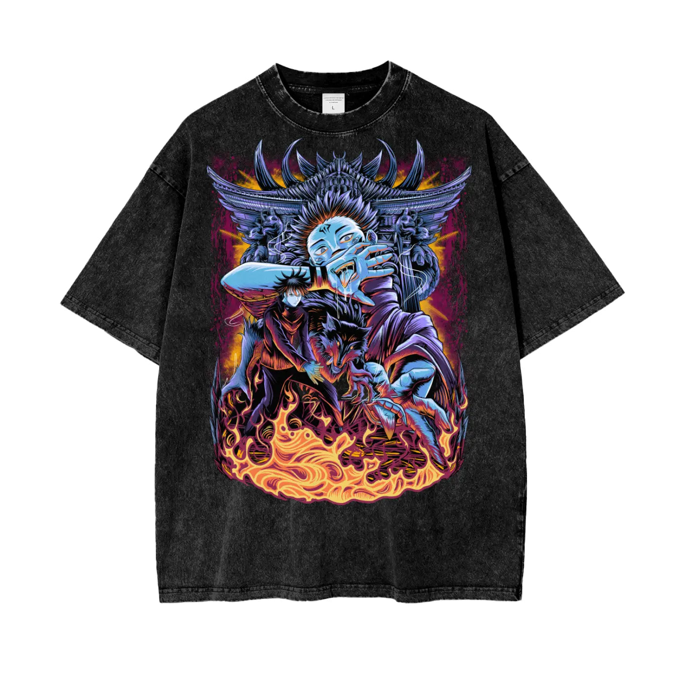 Sukuna and Megumi Oversize Snow Washed T-Shirt ODMPOD
