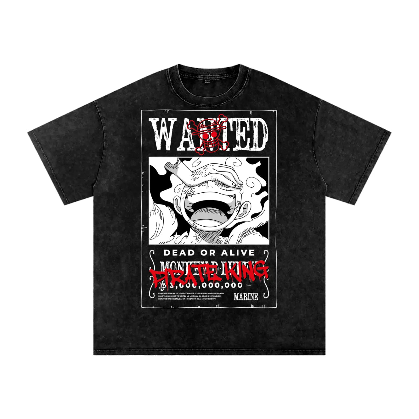 Sun god Luffy one piece Acid Wash Oversize T-Shirt ODMPOD
