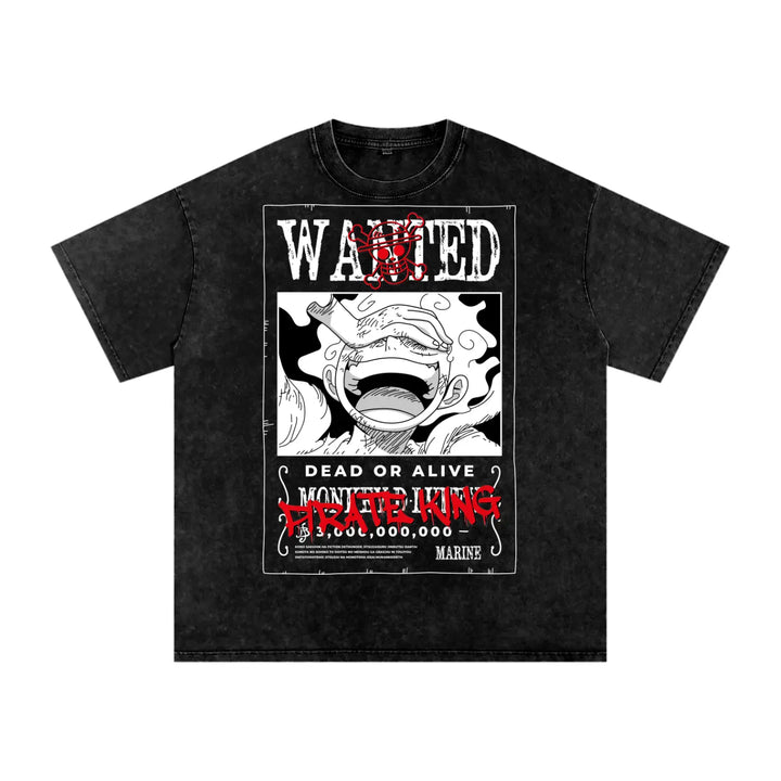 Sun god Luffy one piece Acid Wash Oversize T-Shirt ODMPOD