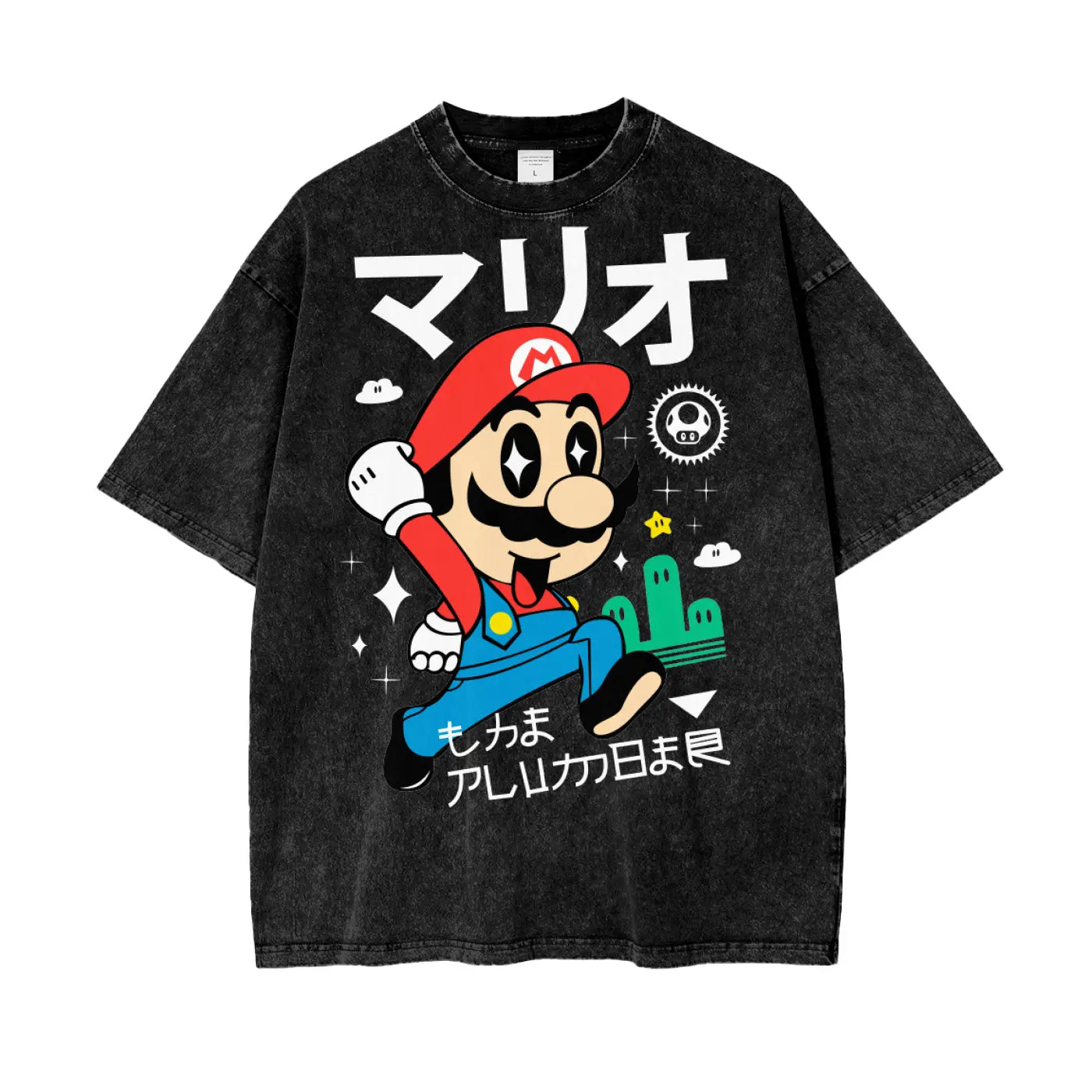 Super Mario Oversize Snow Washed T-Shirt - 