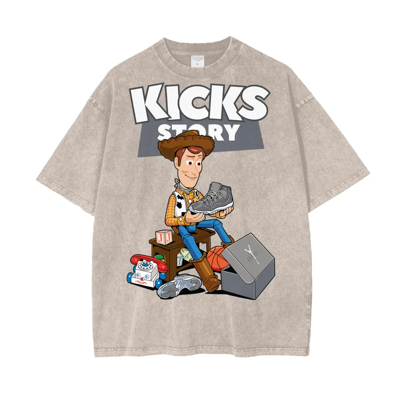 Toy Story Kicks Oversize Snow Washed T-Shirt ODMPOD