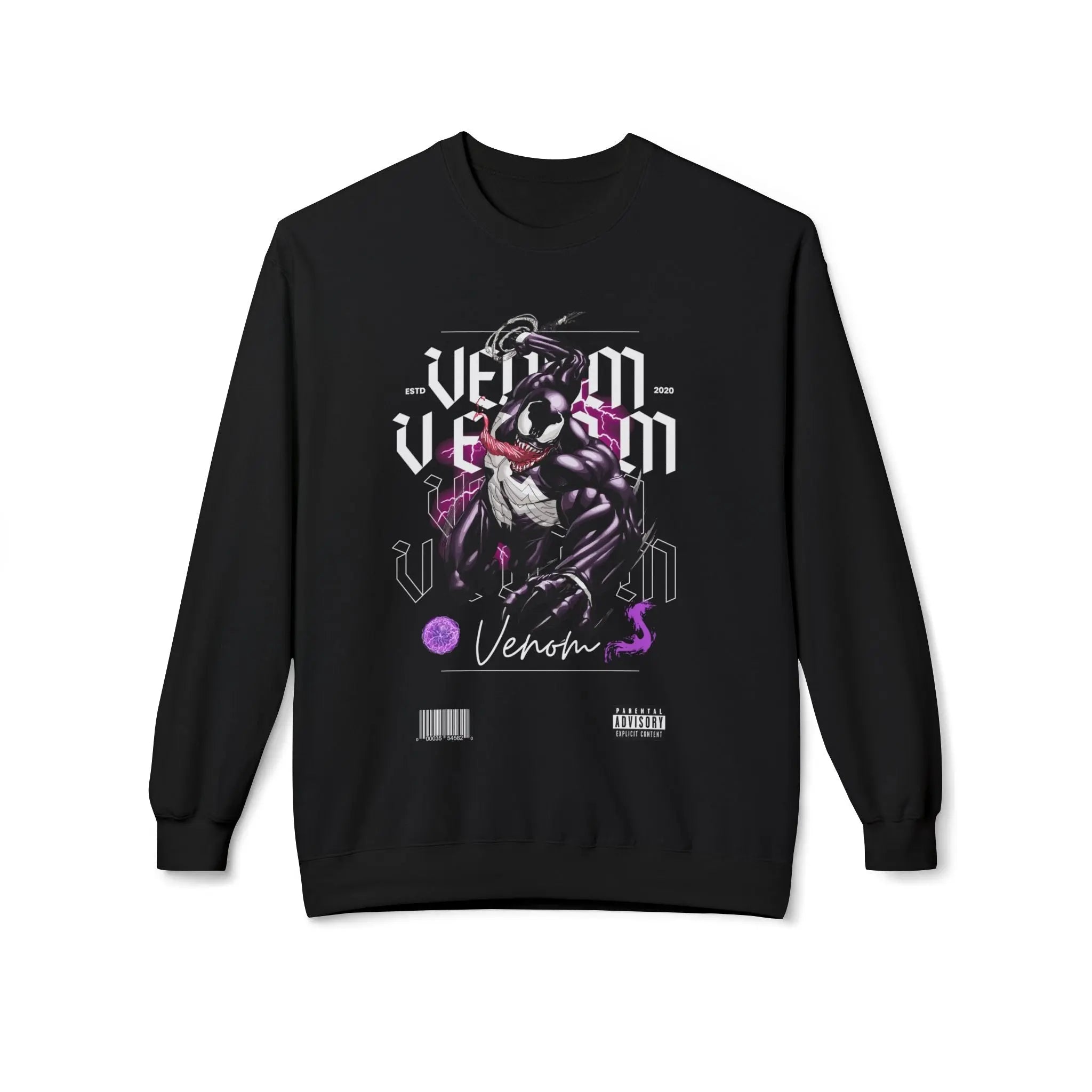 Venom Graphic Fleece Crewneck Sweatshirt Printify