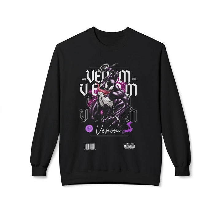 Venom Graphic Fleece Crewneck Sweatshirt Printify