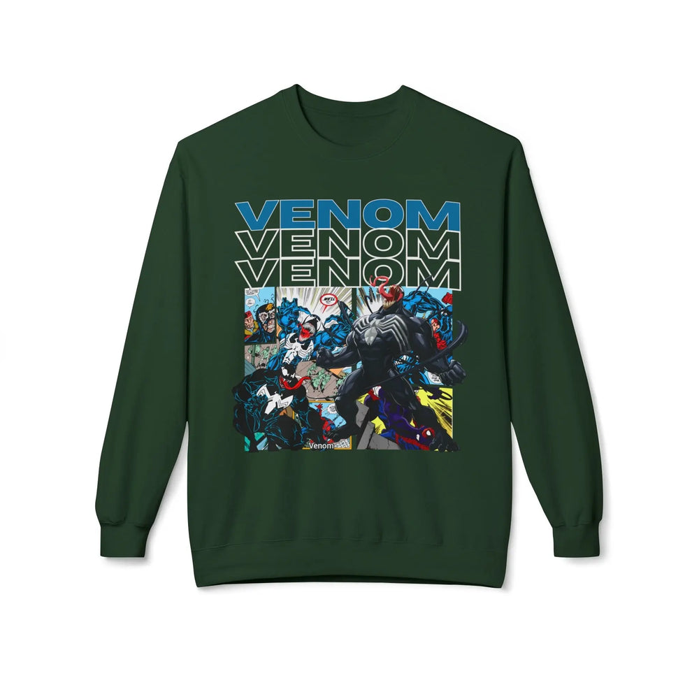 Venom Graphic Fleece Crewneck Sweatshirt Printify