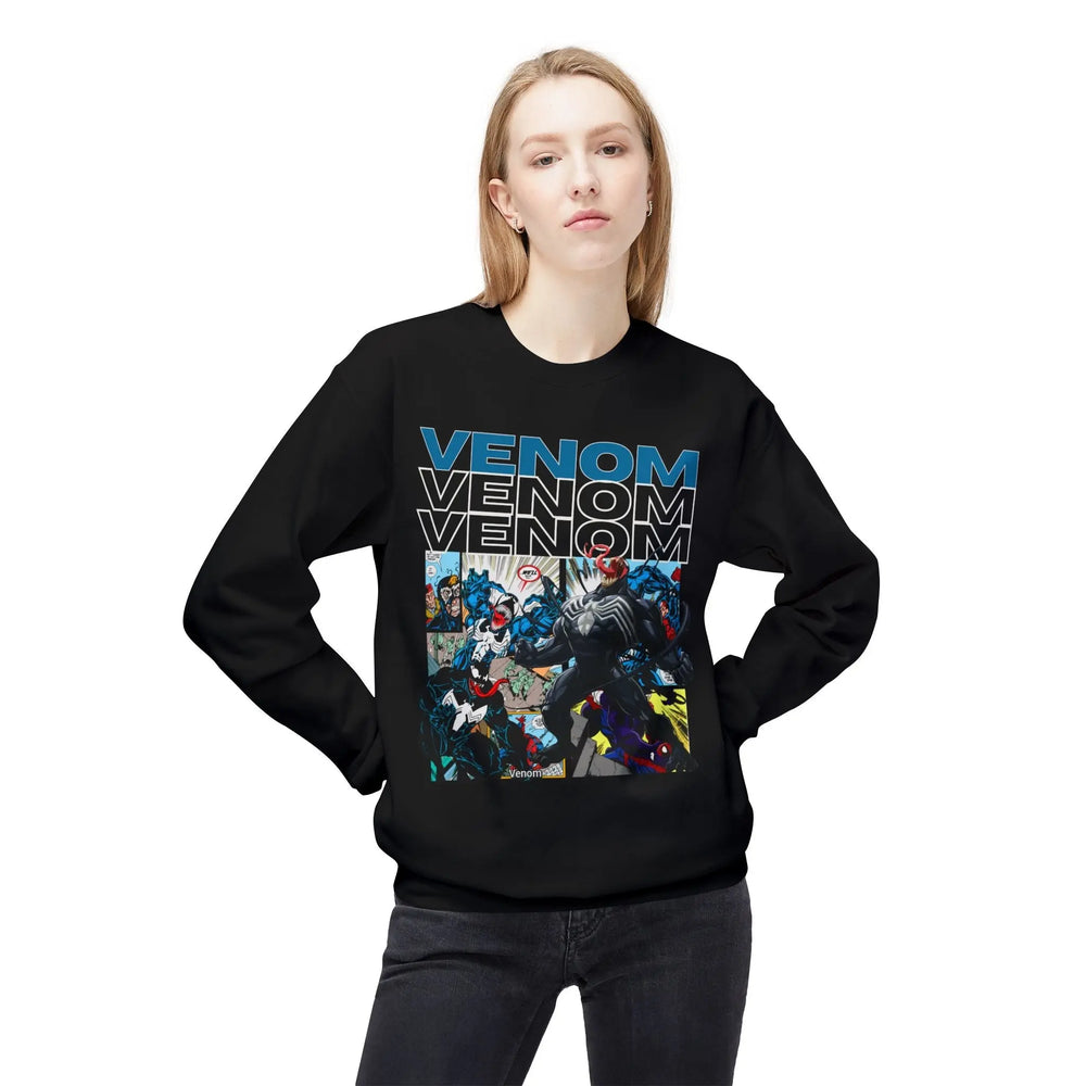 Venom Graphic Fleece Crewneck Sweatshirt Printify