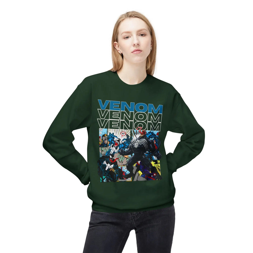 Venom Graphic Fleece Crewneck Sweatshirt Printify