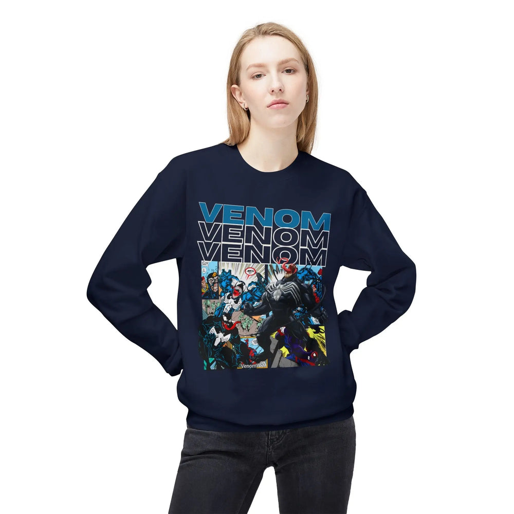 Venom Graphic Fleece Crewneck Sweatshirt Printify