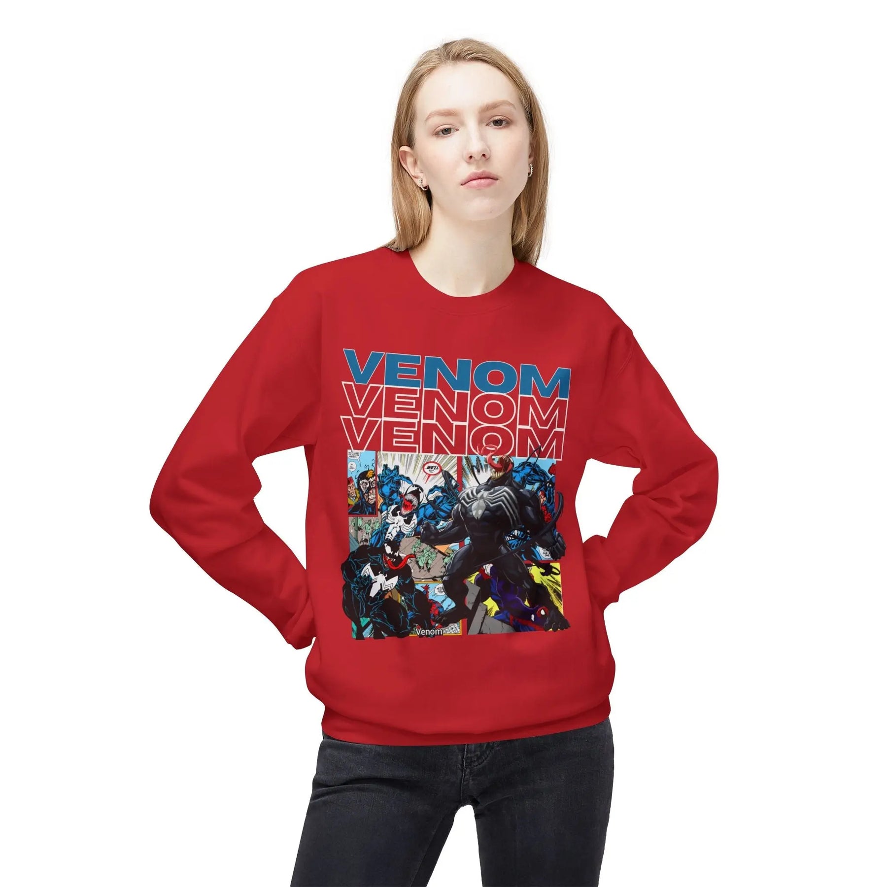 Venom Graphic Fleece Crewneck Sweatshirt Printify