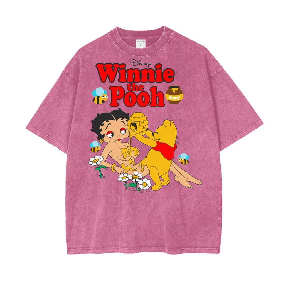 Winnie Pooh Oversize Snow Washed T-Shirt ODMPOD
