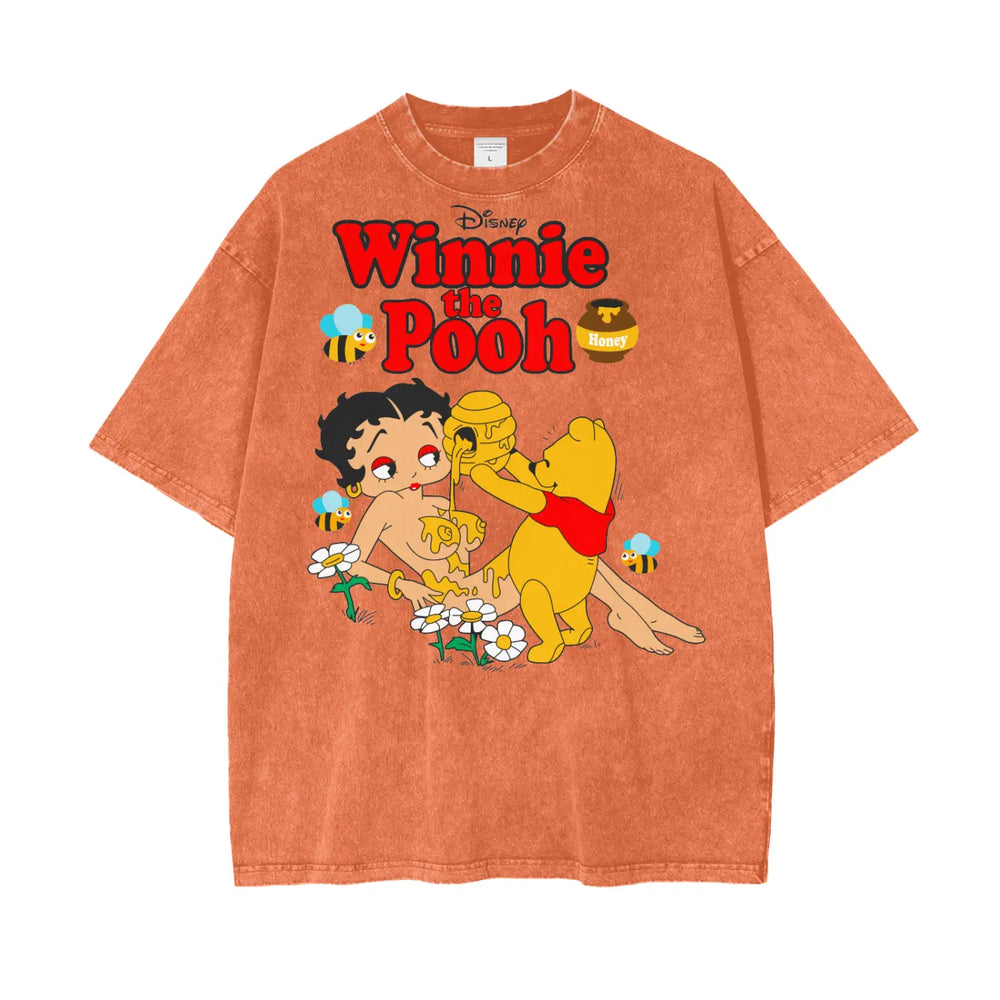 Winnie Pooh Oversize Snow Washed T-Shirt ODMPOD