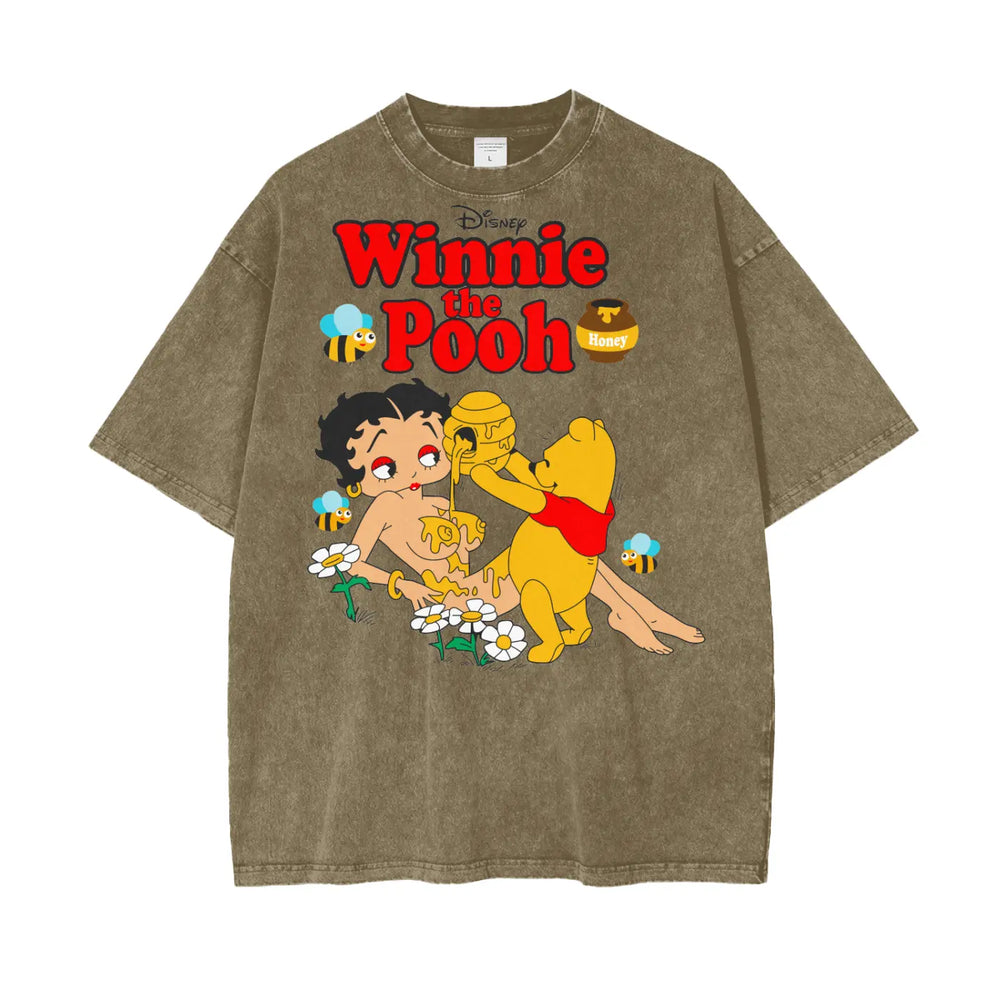 Winnie Pooh Oversize Snow Washed T-Shirt ODMPOD