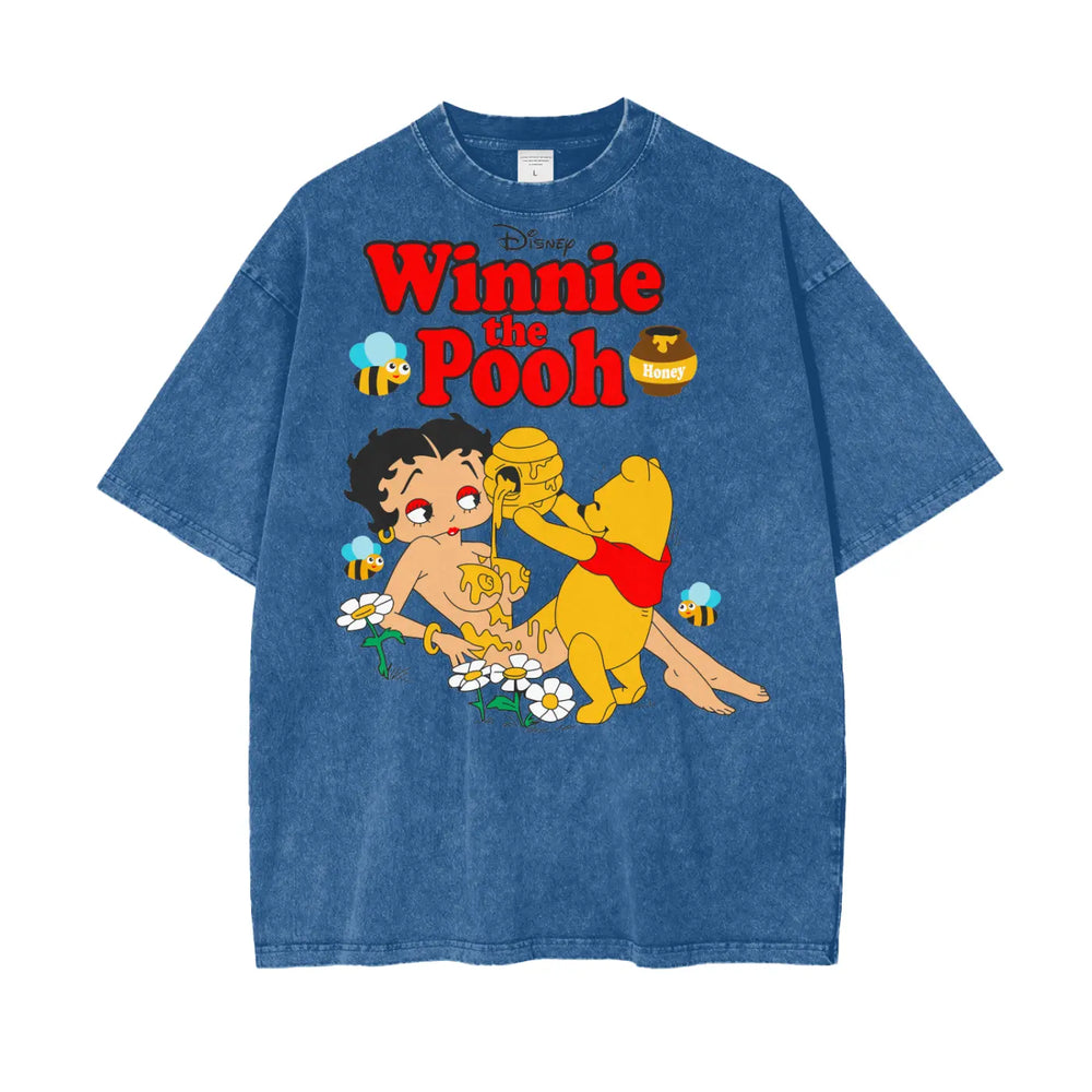 Winnie Pooh Oversize Snow Washed T-Shirt ODMPOD