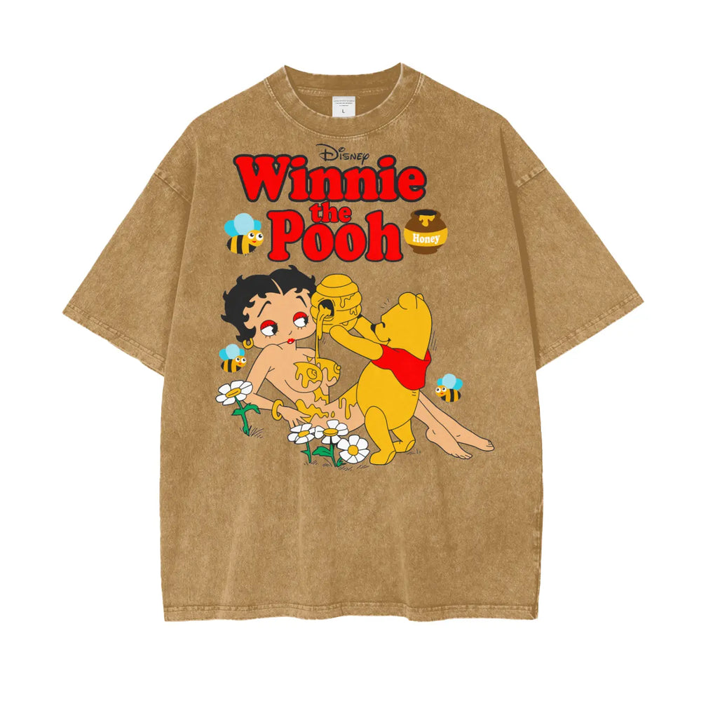 Winnie Pooh Oversize Snow Washed T-Shirt ODMPOD