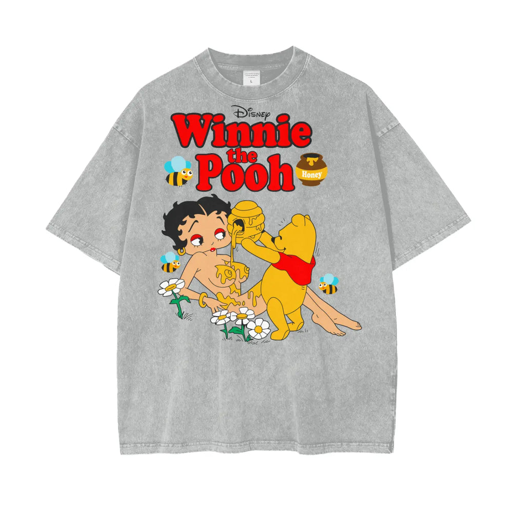 Winnie Pooh Oversize Snow Washed T-Shirt ODMPOD