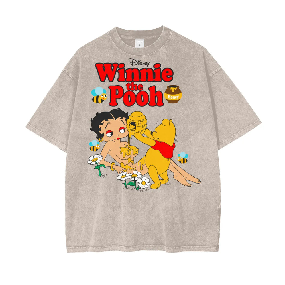 Winnie Pooh Oversize Snow Washed T-Shirt ODMPOD