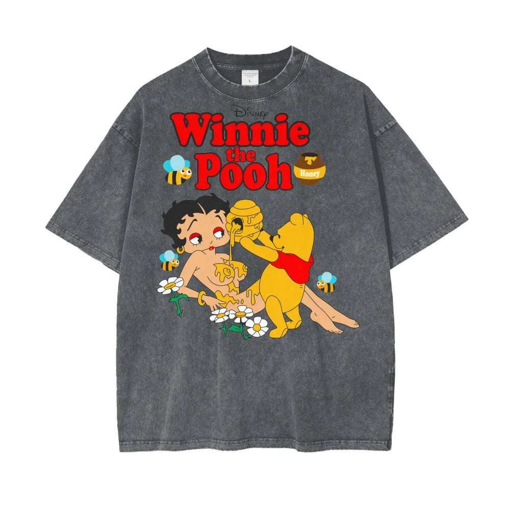 Winnie Pooh Oversize Snow Washed T-Shirt ODMPOD