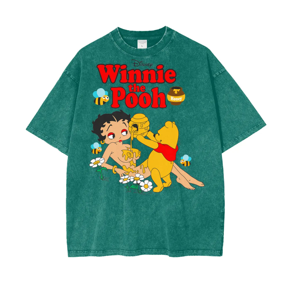 Winnie Pooh Oversize Snow Washed T-Shirt ODMPOD