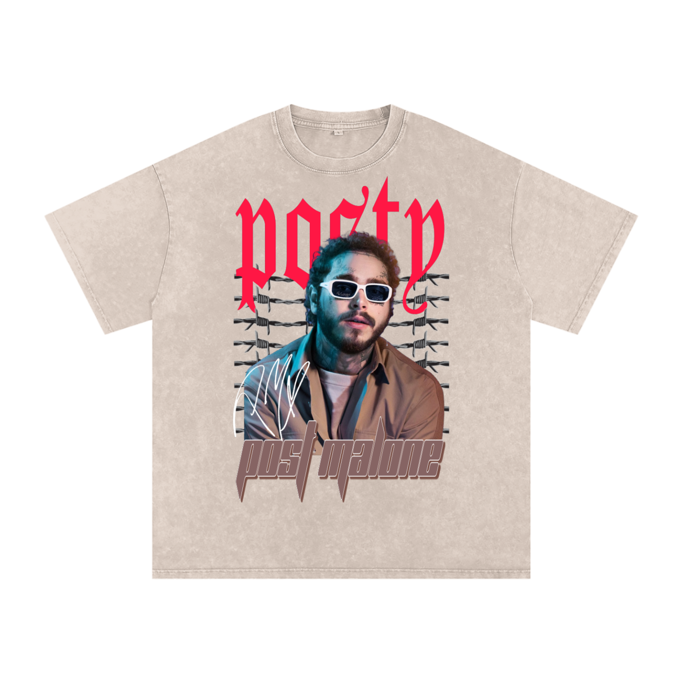 Post Malone Acid Wash Oversize T-Shirt