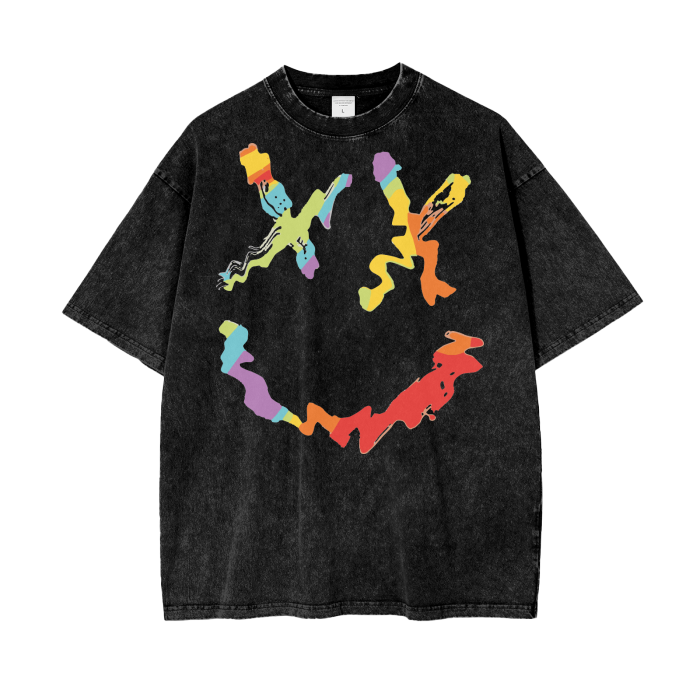 Smile Acid Wash Oversize T-Shirt ODMPOD