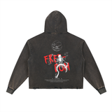 Shinra Fireforce Vintage Washed Frayed-Hem Hoodie