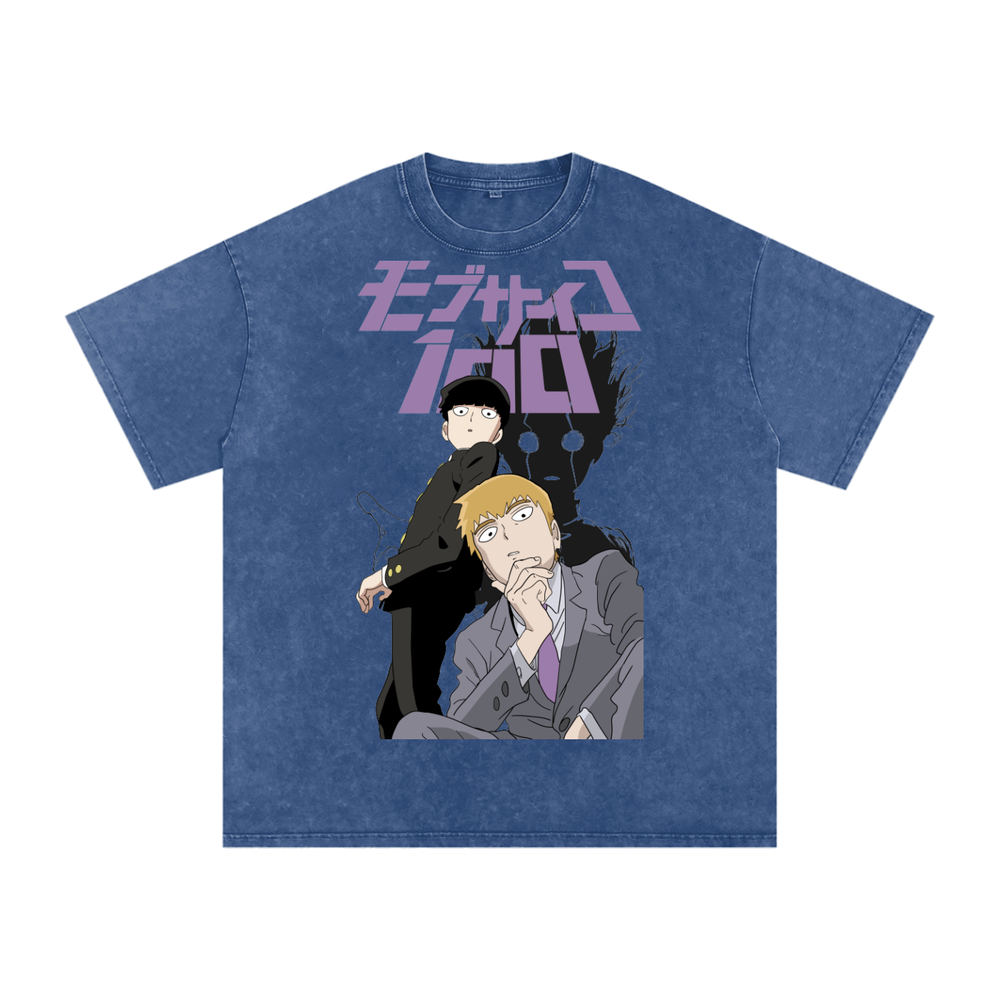 Mob psycho 100 Acid Wash Oversize T-Shirt