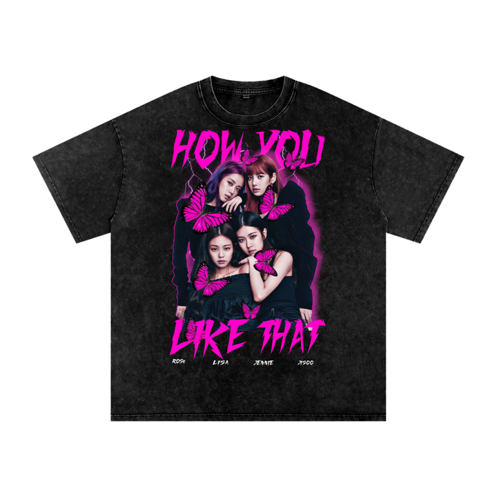 Blackpink Acid Wash Oversize T-Shirt