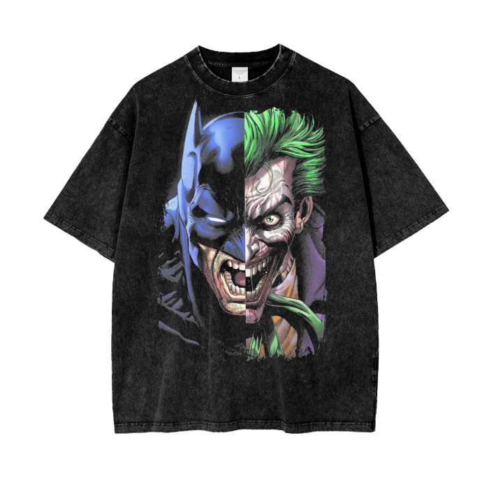 Batman and The Joker Acid Wash Oversize T-Shirt