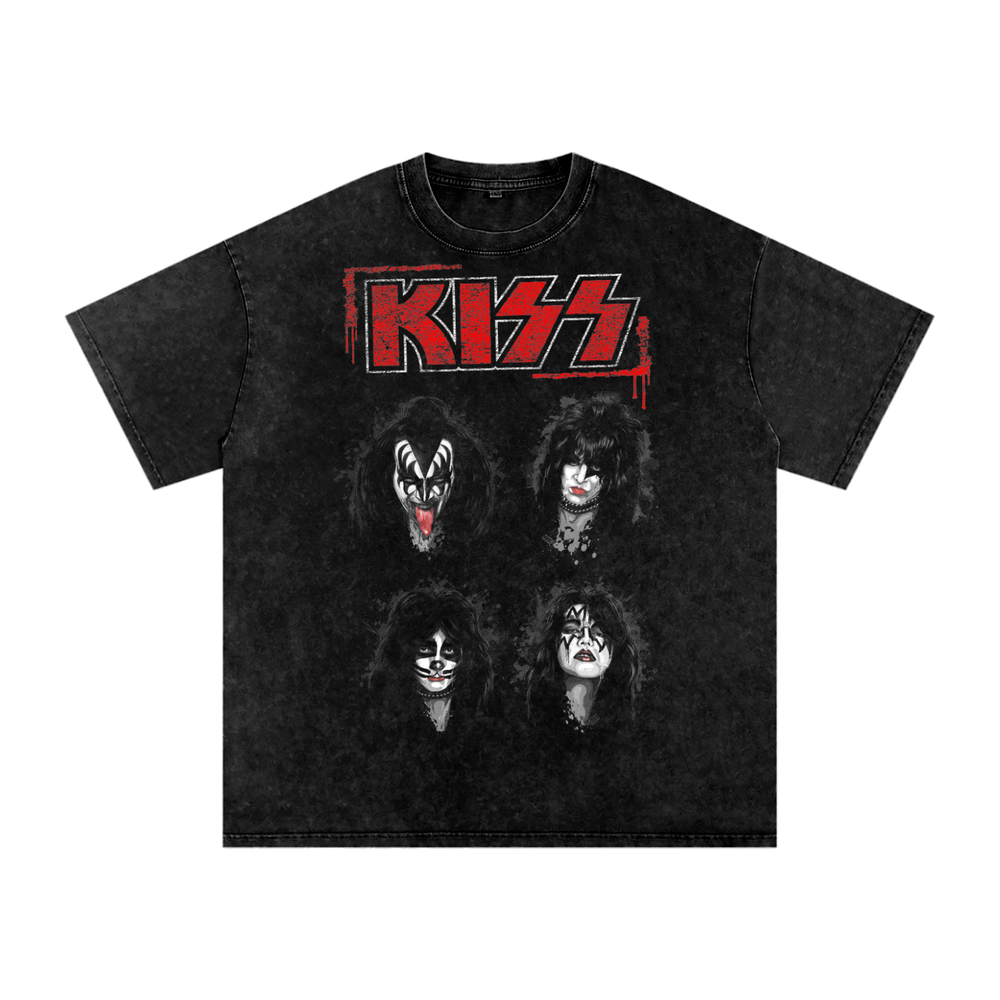 Kiss Acid Wash Oversize T-Shirt