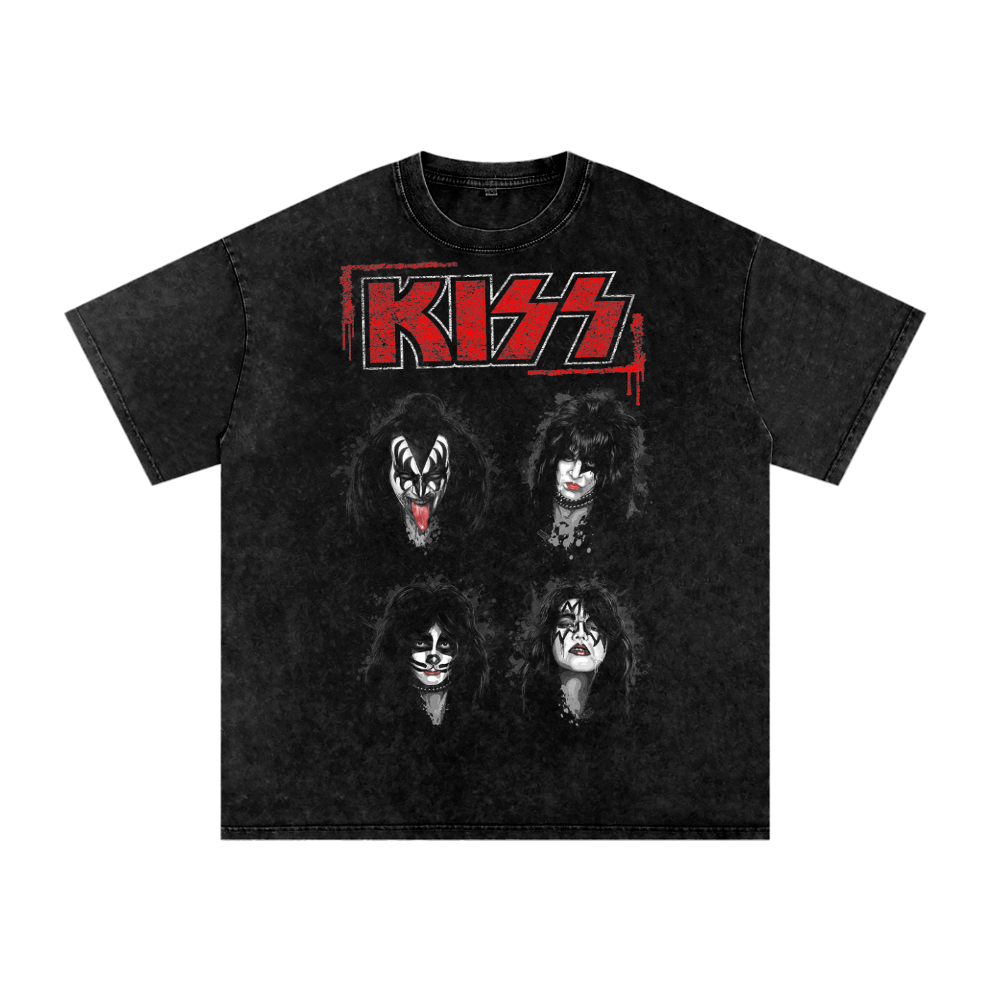 Kiss Acid Wash Oversize T-Shirt