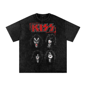 Kiss Acid Wash Oversize T-Shirt