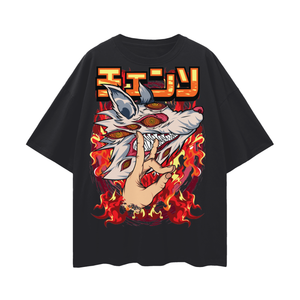 Aki Chainsaw Man Oversize Deep Drop Shoulder Tee