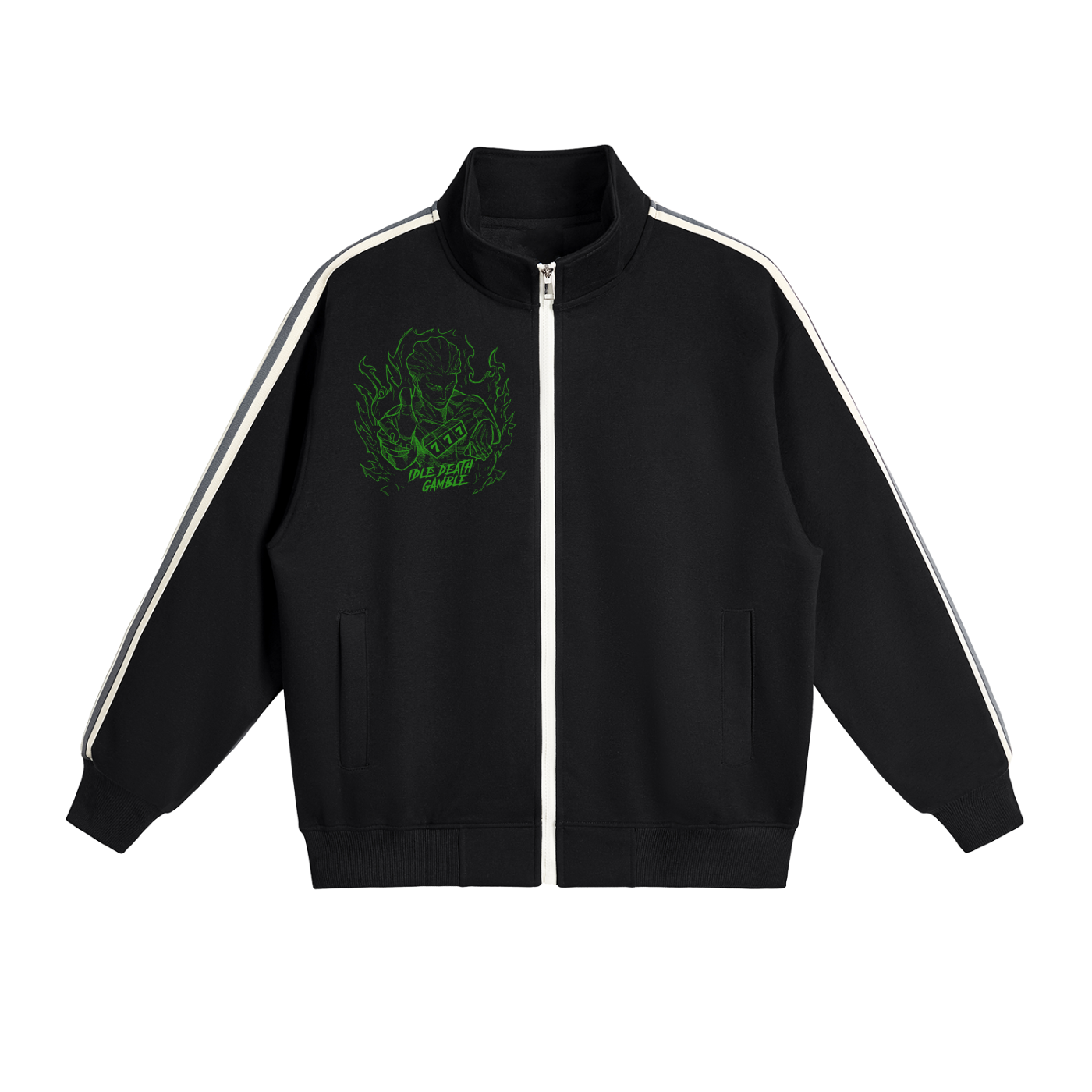 Jujitsi Kaisen Contrast Side-Stripe Stand Collar  Jacket