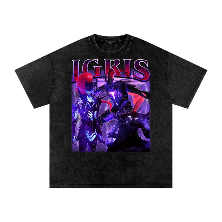Igris Solo Leveling Acid Wash Oversize T-Shirt